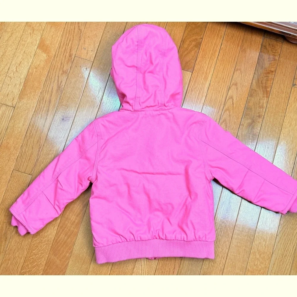 Carhartt Kids Pink Sherpa Lined‎ Canvas Active Jacket OJ9566-G 3T Hooded Coat